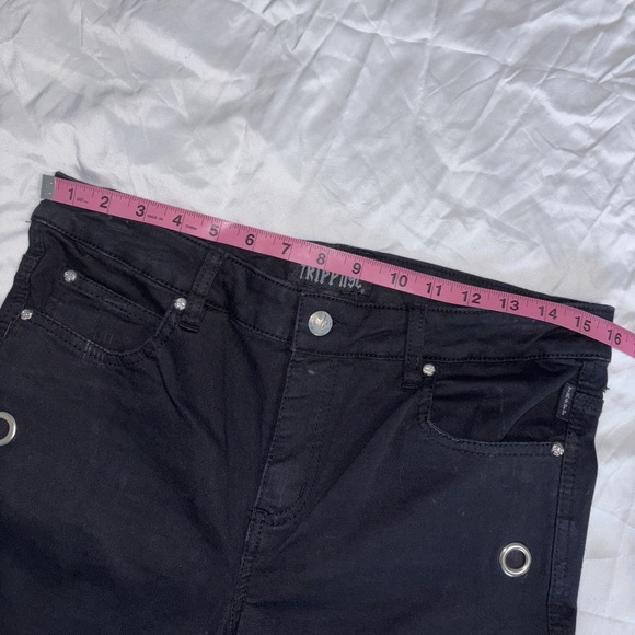 Tripp NYC Daang Goodman WOMENS SZ 7 Skinny Jeans Black Silver Grommet Goth FLAW - Picture 5 of 9